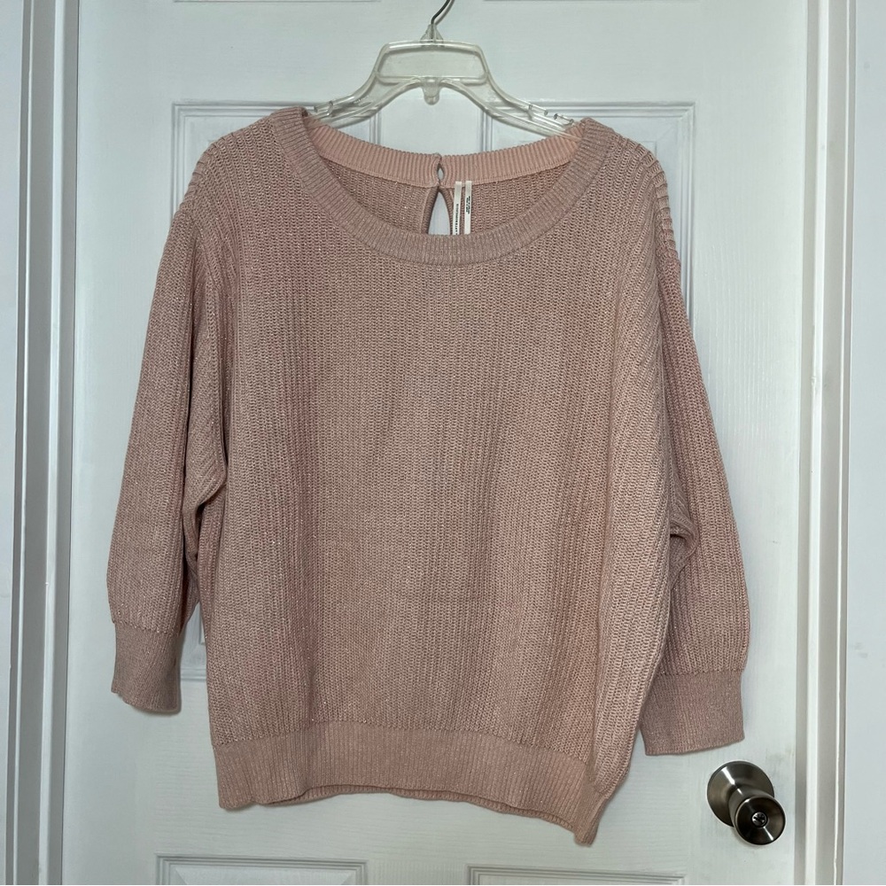 Anthropologie Blush Wide Crew Neck Sweater